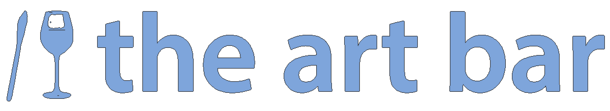 Light blue text “the art bar” appears beside a paintbrush and wine glass icon on the left side.